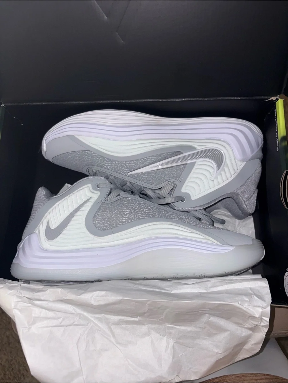 Nike Light Grey and White Layered Wave Sneakers